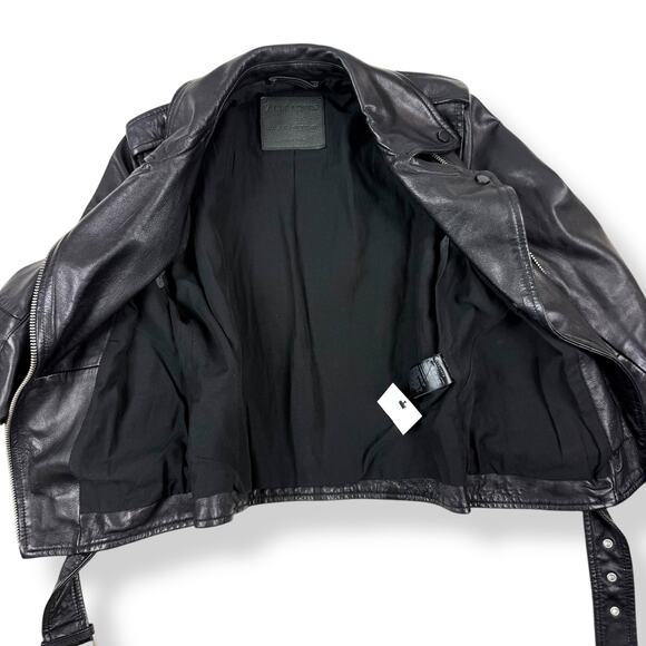 ALLSAINTS Balfern Biker cropped black sheep leather motorcycle jacket - Picture 8 of 16